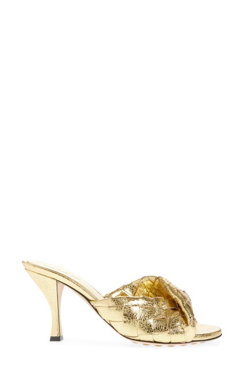 Bottega Veneta Blink Intrecciato Leather Mules In Gold