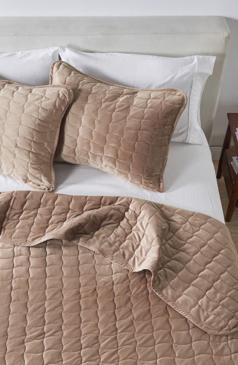 Woven & Weft Velvet Box Stitch Quilt Set, Alternate, color, Cappuccino