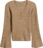 Wit & Wisdom Bell Sleeve Henley Sweater