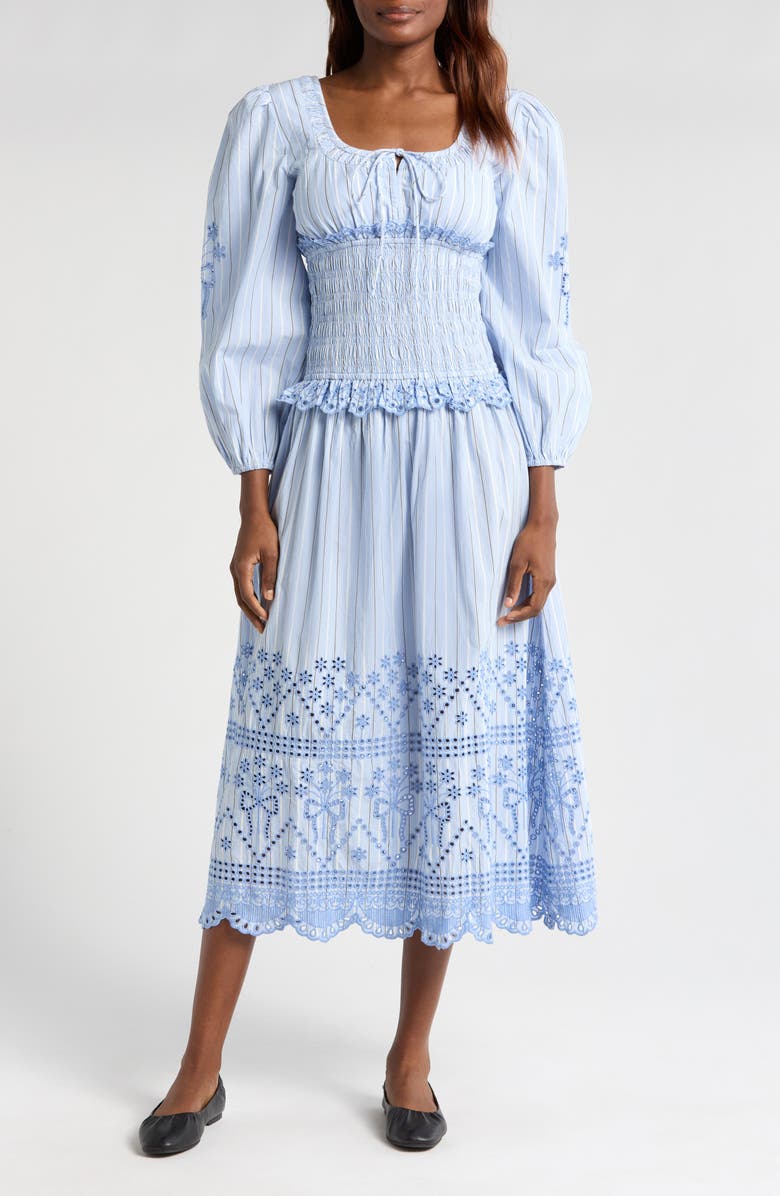 Damson Madder Nola Eyelet Long Sleeve Organic Cotton Maxi Dress, Main, color,