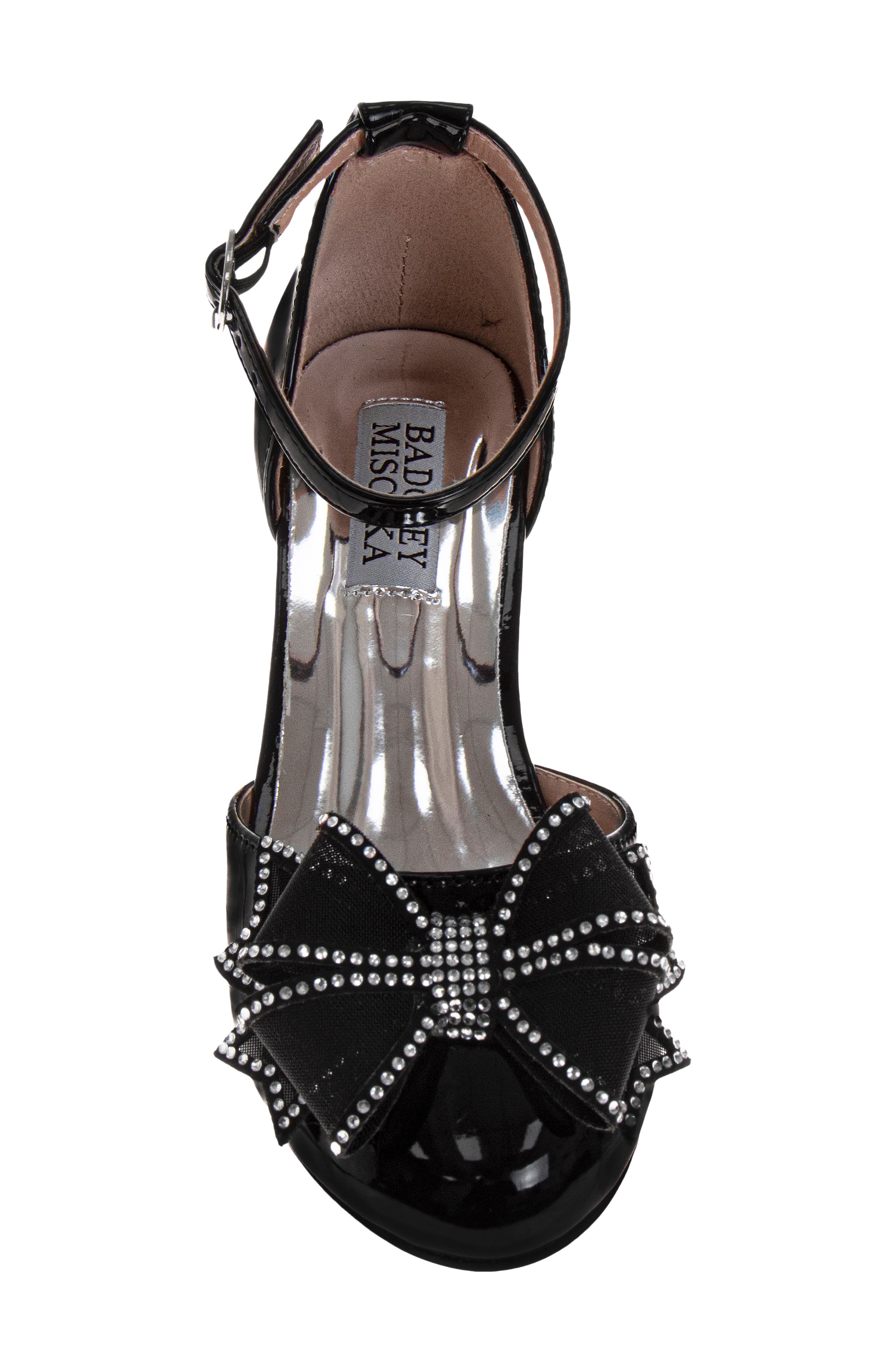 Kids' Star Bow Faux Leather Pump, Alternate, color, BLACK PATENT