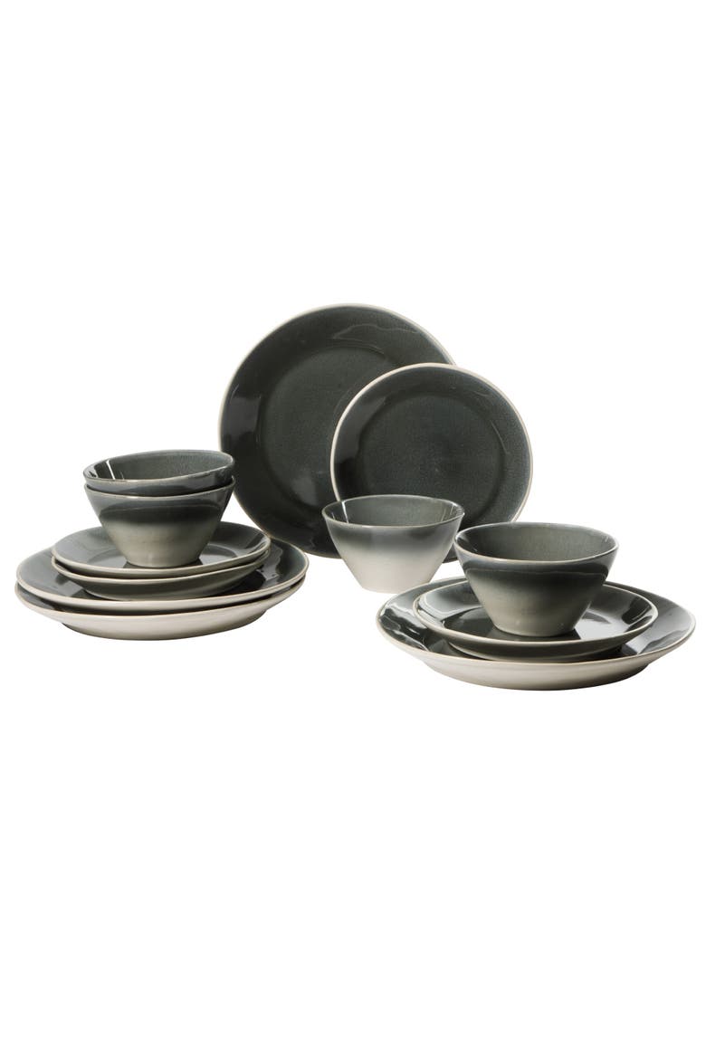 12-Piece Stoneware Dinnerware Set, Service for 4, Main, color, Ombre Black