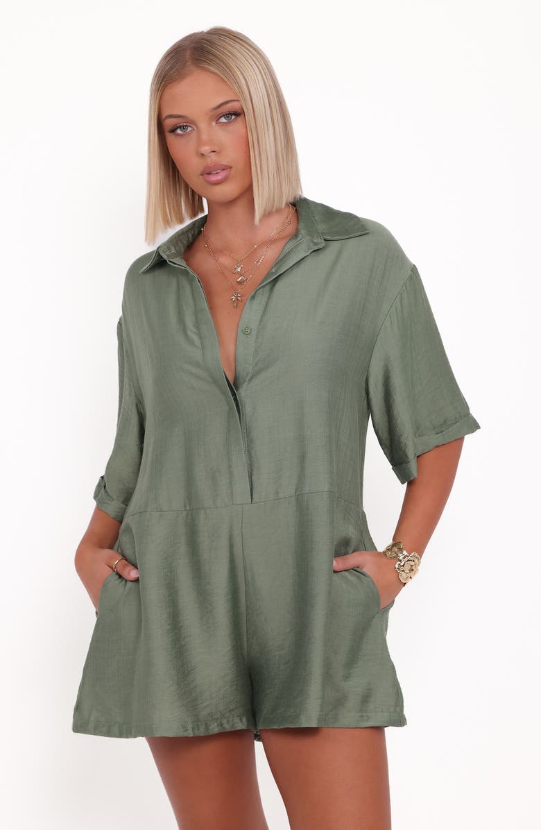 Petal & Pup Kiya Romper, Alternate, color, Palm Green