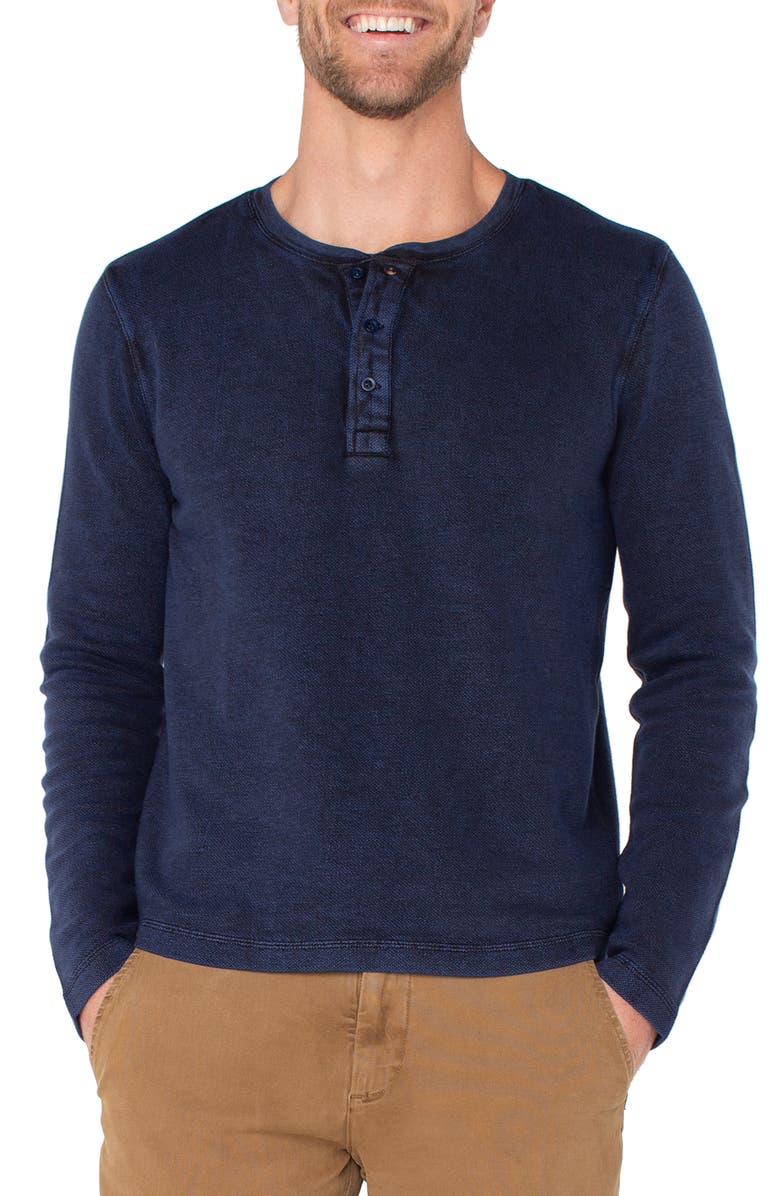 Liverpool Los Angeles Faded Cotton Henley, Main, color, Midnight Blue/ Black