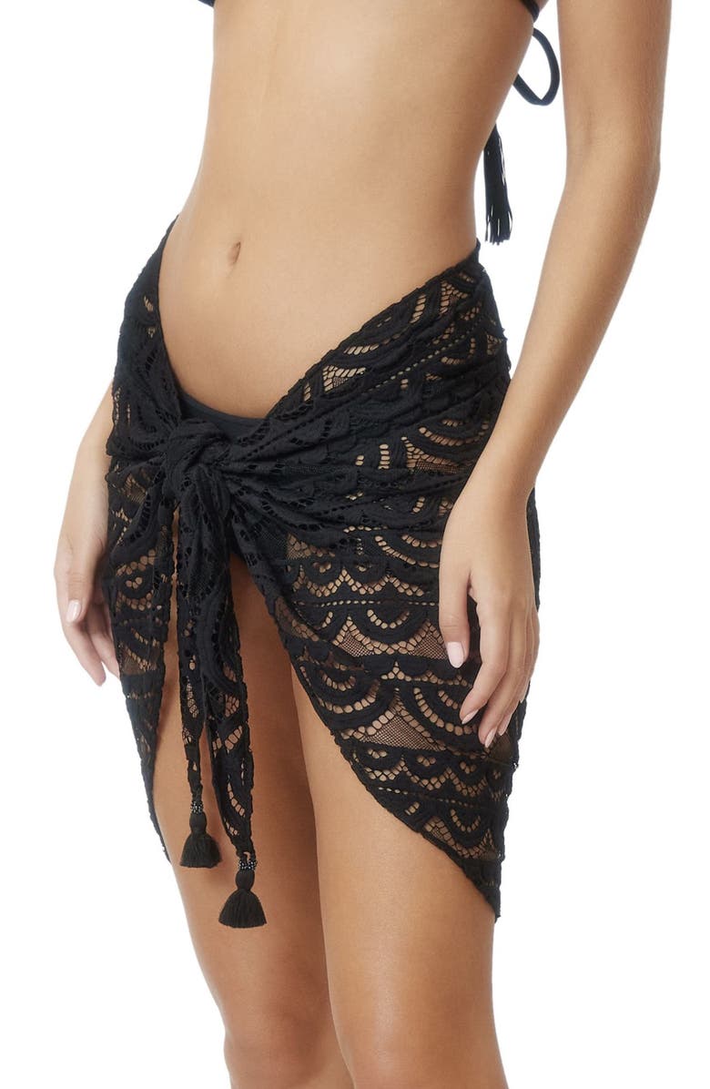 PQ SWIM Noah Lace Cover-Up Sarong, Main, color, Black