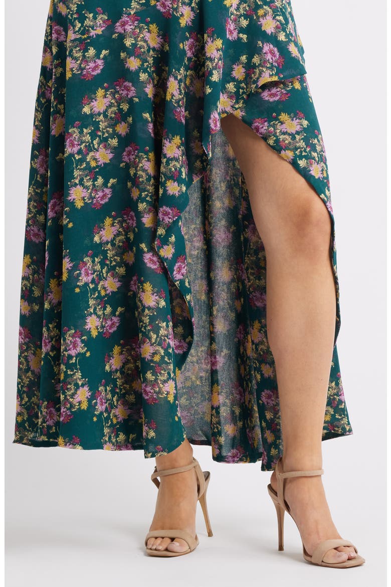 Cascading Off the Shoulder Evening Dress, Alternate, color, GREEN- ZOE GARDEN