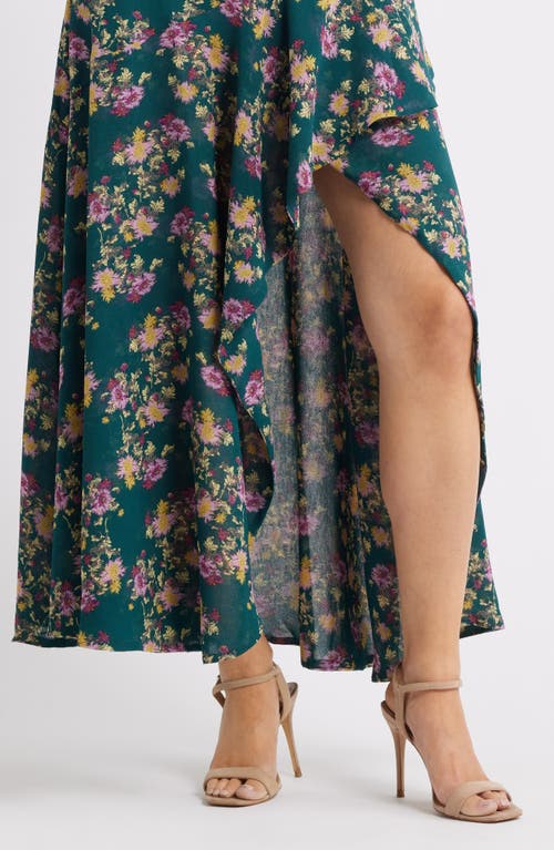 Chelsea28 Cascading Off The Shoulder Evening Dress In Multi