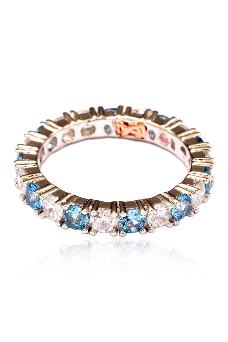 Sterling Silver CZ Aqua Blue Alternating Eternity Band Ring, Main, color, BLUE