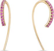 LANA 14K Gold Pink Sapphire Hooked on Hoops Earrings