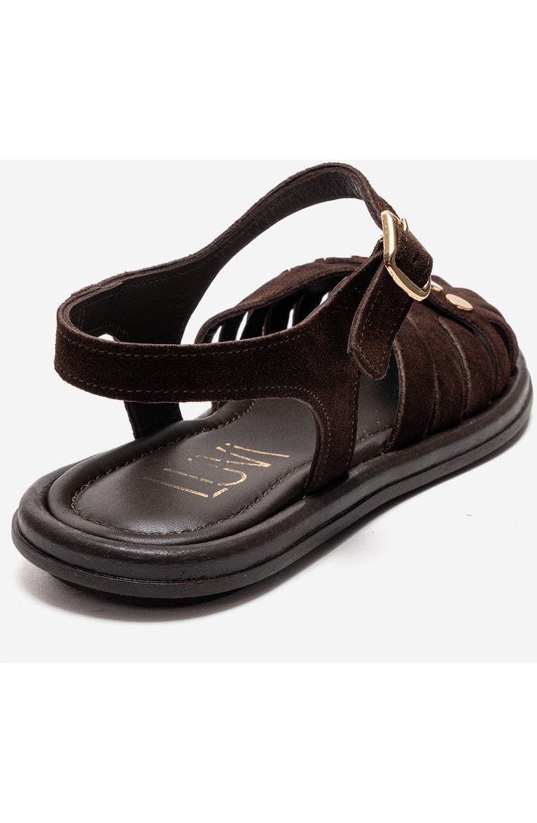 Forever & Always Shoes Chiela Leather Ankle Strap Sandal, Alternate, color, Brown Suede