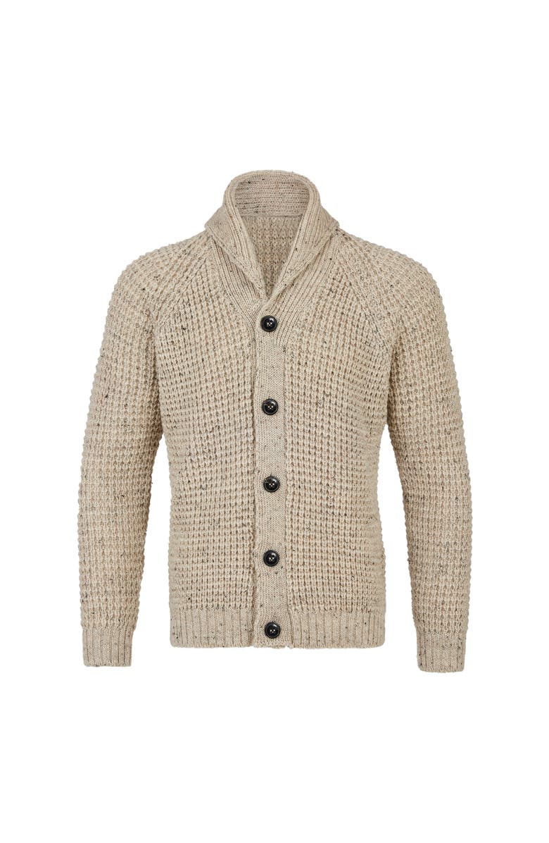 Celtic & Co. British Waffle Stitch Cardigan, Alternate, color, Oatmeal Fleck
