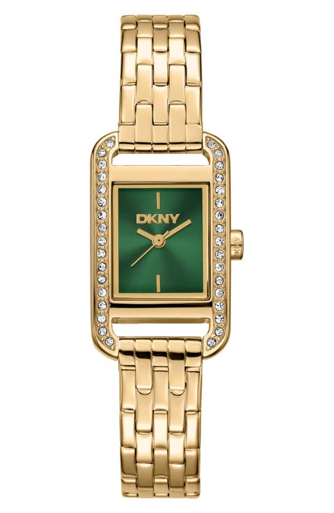 Signature Shape Crystal Bezel Tank Bracelet Watch, 20mm x 33mm