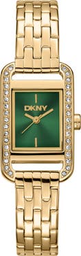 DKNY Signature Shape Crystal Bezel Tank Bracelet Watch, 20mm x 33mm