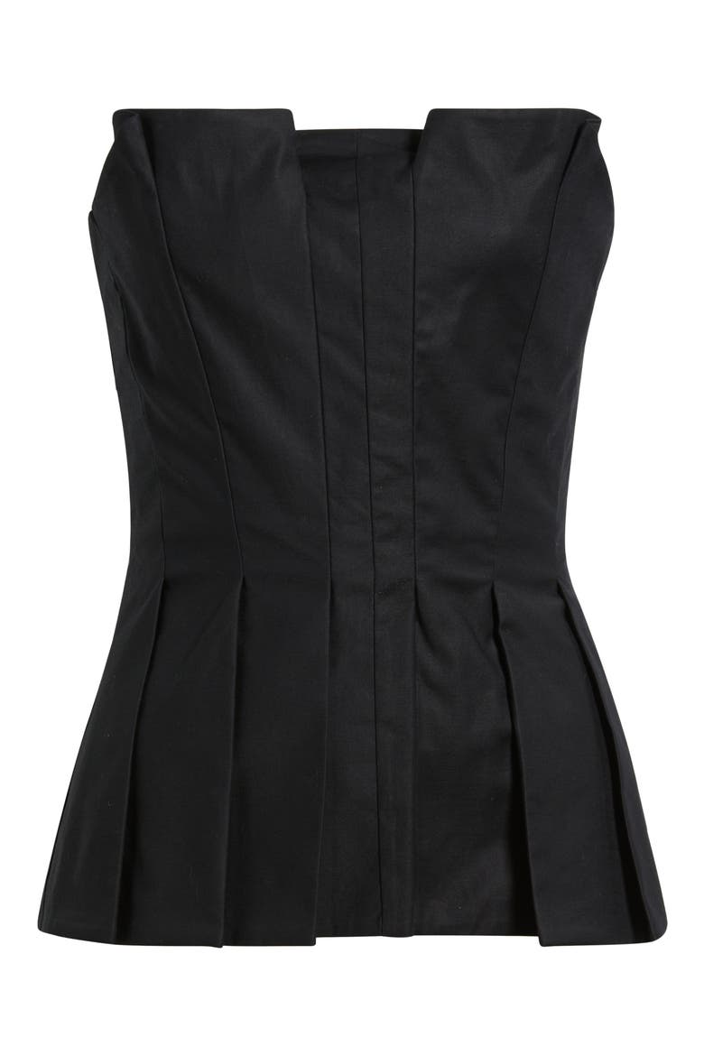 Ashlyn Pleated Peplum Strapless Top, Alternate, color, BLACK