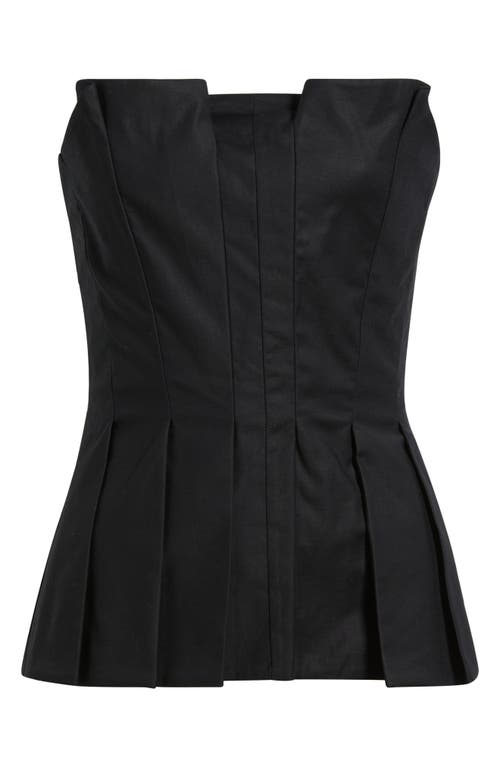 Reformation Ashlyn Pleated Peplum Strapless Top In Black