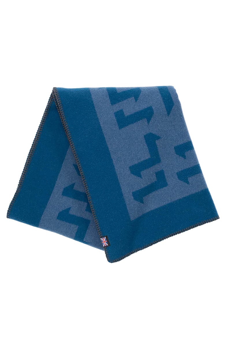Prince of Scots Merino Wool Fleece Throw, Main, color, Blue Expletive