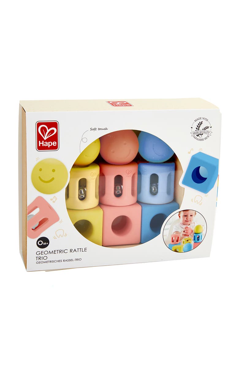 Hape Geometric Rattle Trio 9 Piece Set, Main, color, Multicolored
