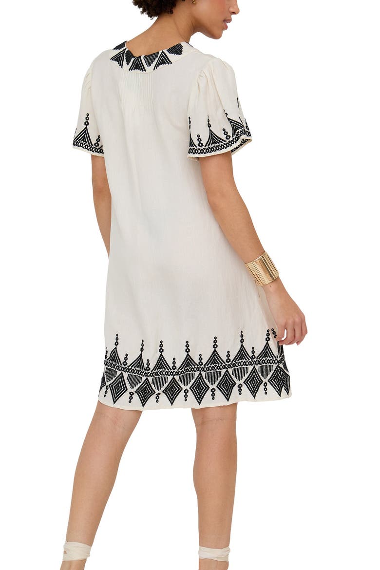 Liberty V-Neck Embroidered Mini Dress, Alternate, color, Cream