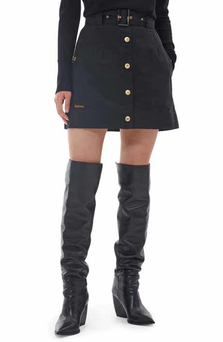 Barbour Holwick High Waist Cotton Belted Skirt