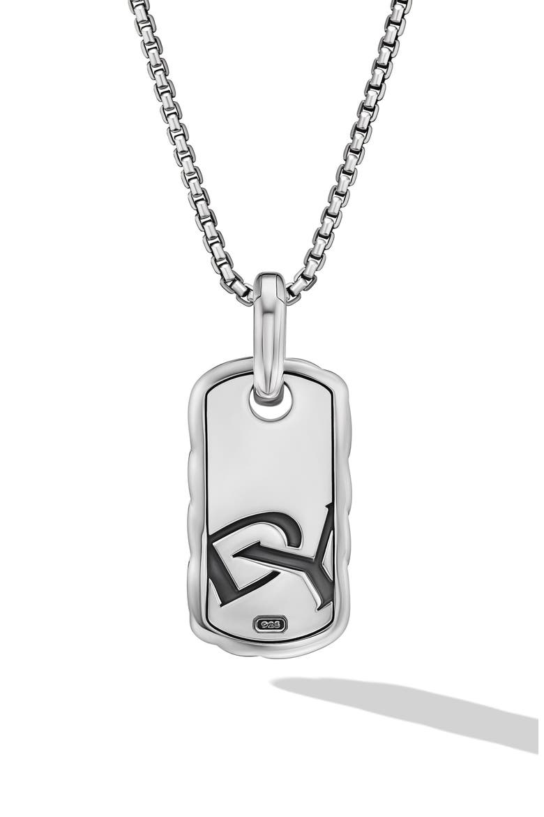 Petite Sculpted Cable Tag in Sterling Silver, 24mm, Alternate, color, STERLING SILVER