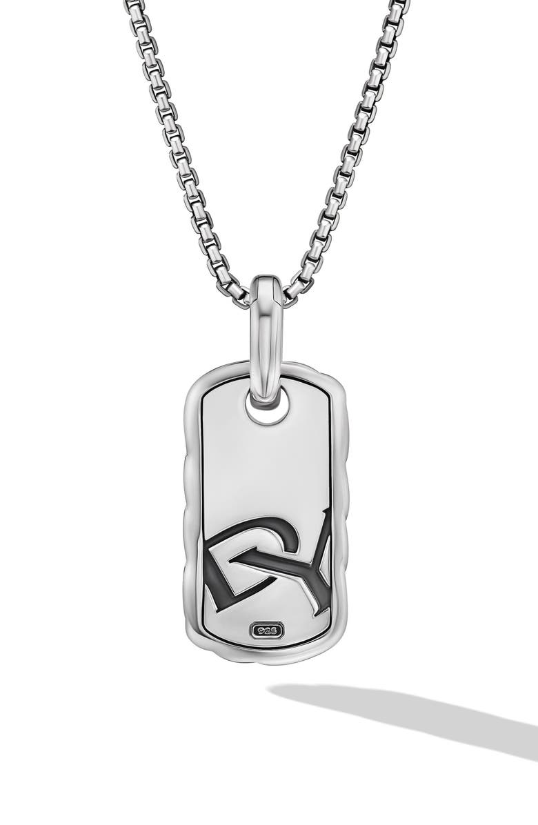 David Yurman Petite Sculpted Cable Tag in Sterling Silver, 24mm, Alternate, color, Sterling Silver