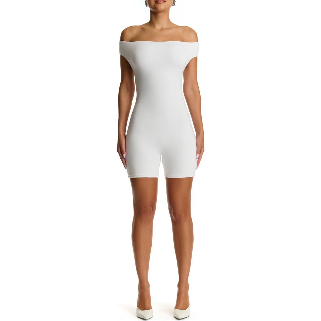 Naked Wardrobe Smooth Off The Shoulder Romper In White