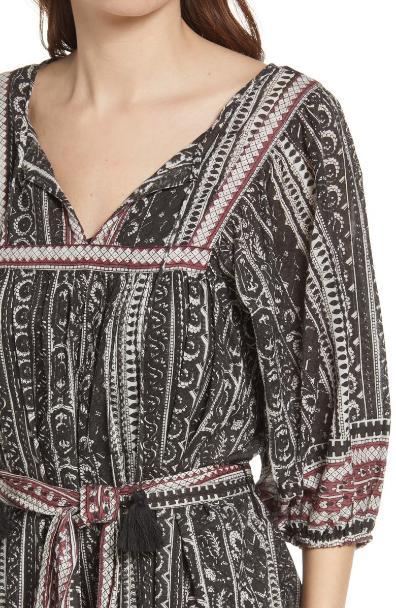 Cleobella Magdalena Tie Front Cotton Minidress, Alternate, color, 