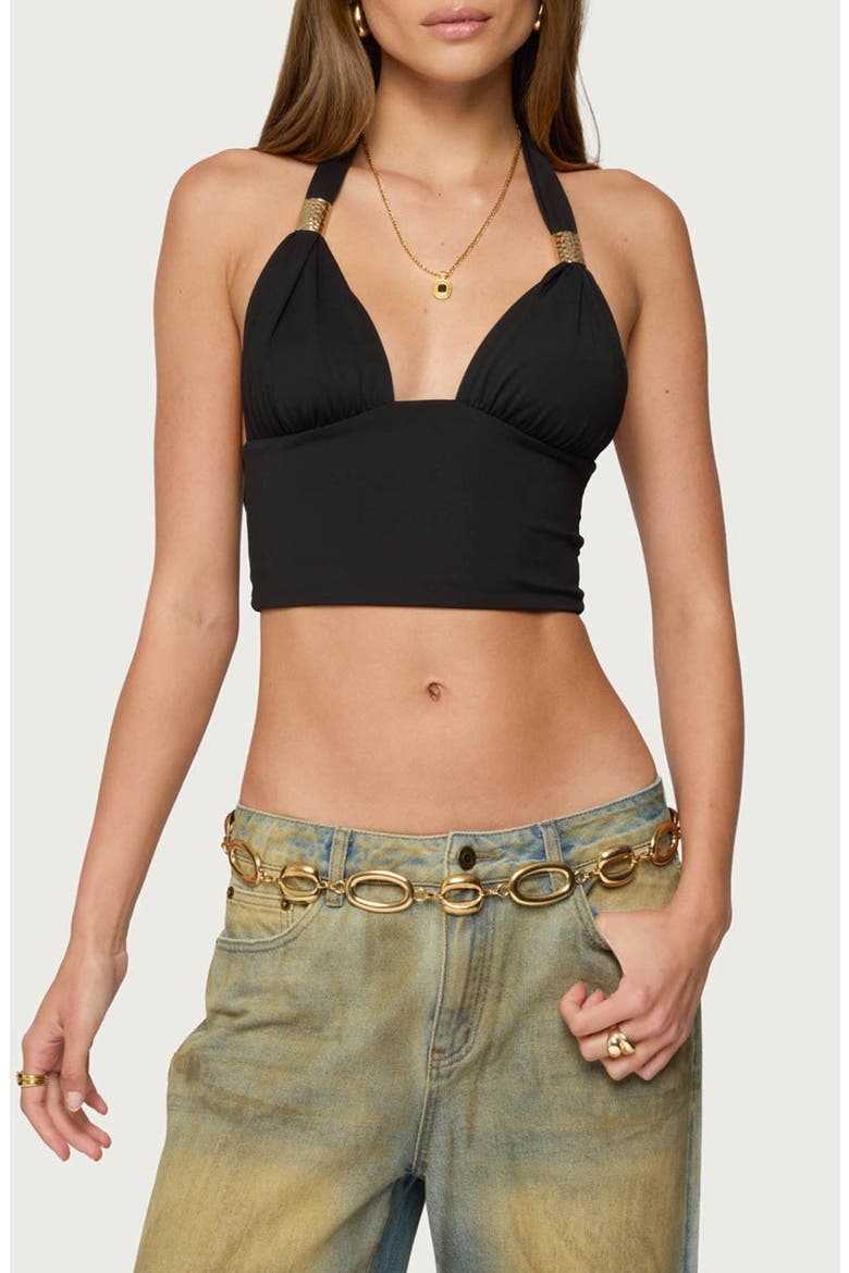 Aiva Crop Halter Top, Main, color, BLACK