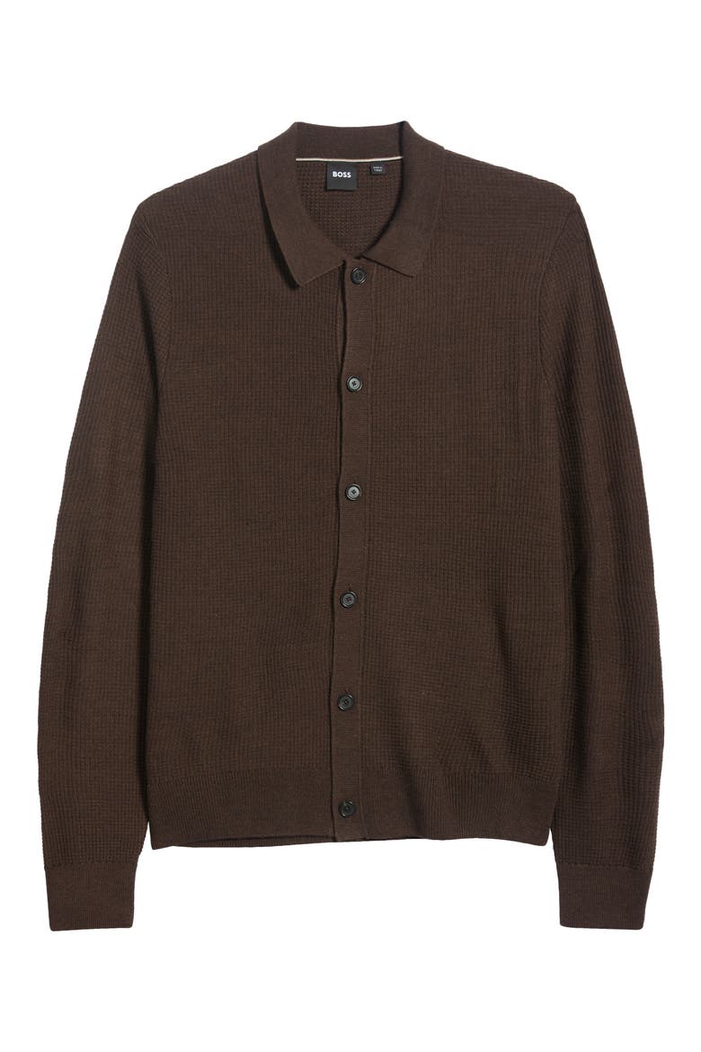 Lumile Button Cardigan, Alternate, color, DARK OAK