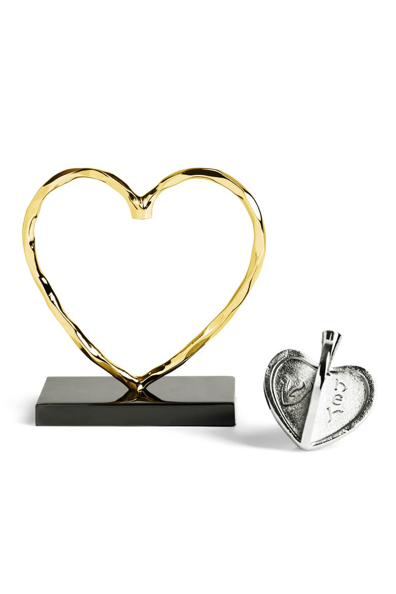 Heart Dreidel, Alternate, color, GOLD/ SILVER