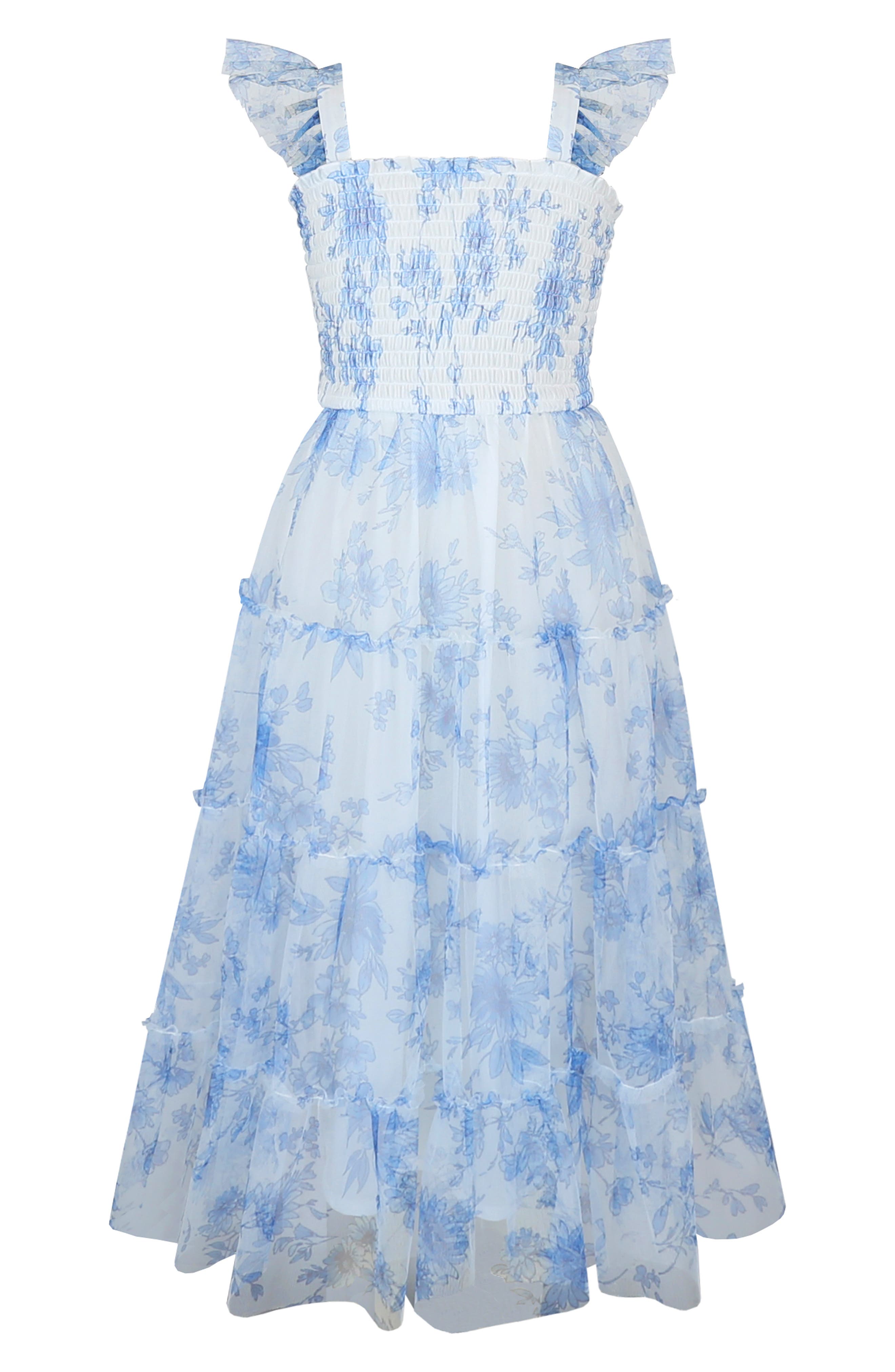 Kids' Tiered Flower Print Dress