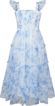 Zunie Kids' Tiered Flower Print Dress