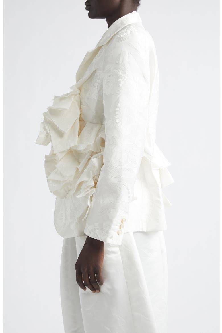 Floral Damask Single Breasted Blazer, Alternate, color, OFF-WHITE