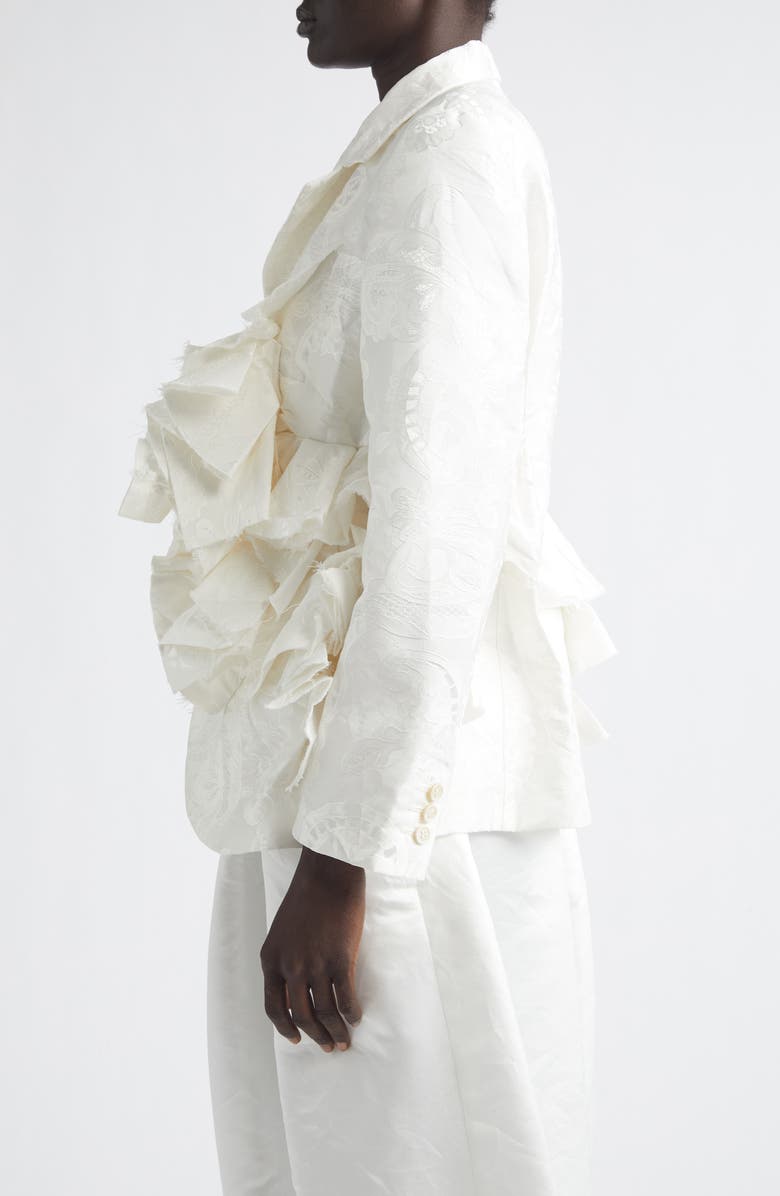 Comme des Garçons Floral Damask Single Breasted Blazer, Alternate, color, Off-White