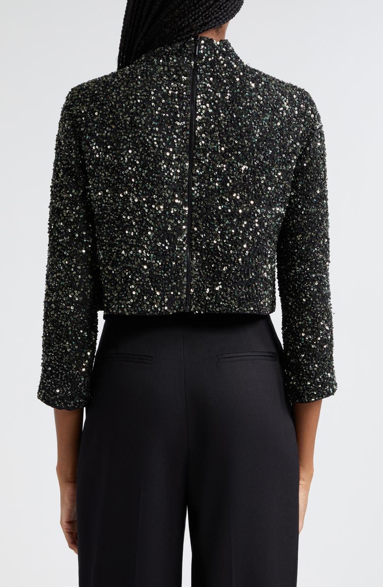 TWP Moonage Dream Sequin Mock Neck Silk Crop Top, Alternate, color, 