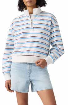 Everyday Stripe Quarter Zip Fleece Sweater