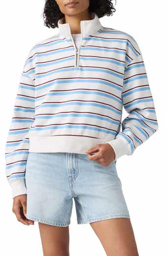 Everyday Stripe Quarter Zip Fleece Sweater