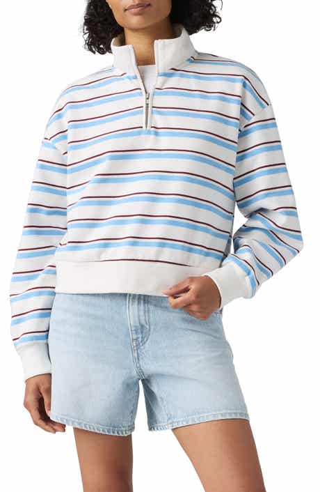 Everyday Stripe Quarter Zip Fleece Sweater
