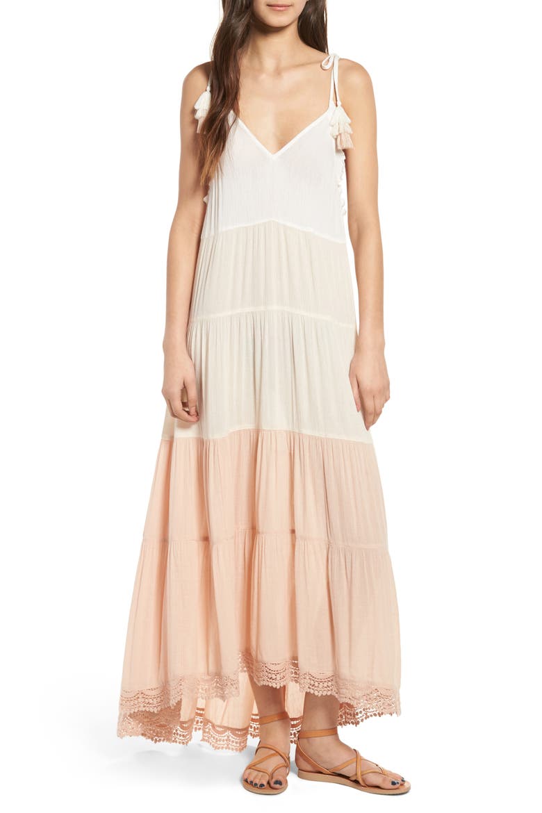 Colorblock Maxi Dress, Main, color, TAN LATTE COLORBLOCK