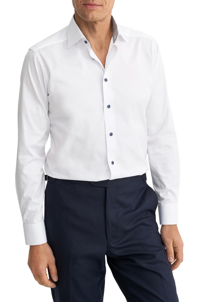 Slim Fit Signature Twill Button-Up Shirt, Main, color, WHITE