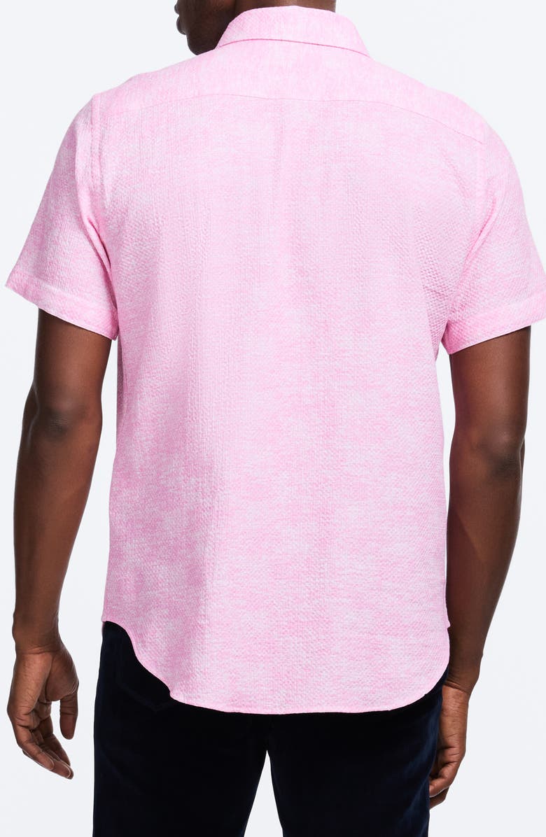 Robert Graham Reid Geo Textured Short Sleeve Cotton Button-Up Shirt, Alternate, color, Light Pink
