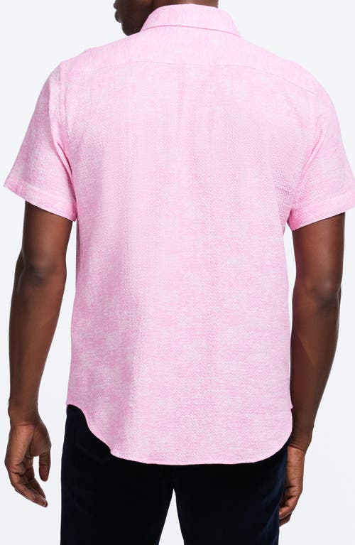 Robert Graham Reid Geo Textured Short Sleeve Cotton Button-up Shirt In Pink