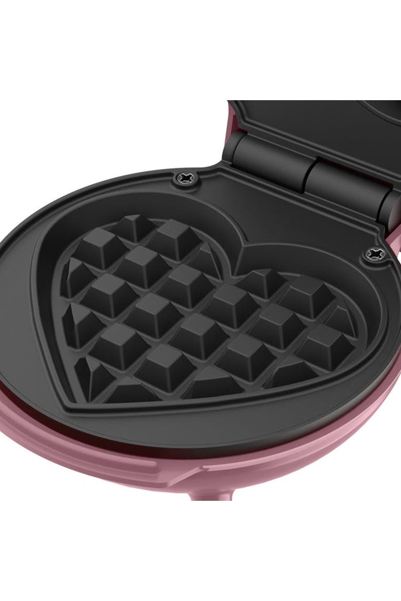 Non-Stick Heart Shaped 4" Mini Waffle Maker in Pink, Alternate, color, Pink