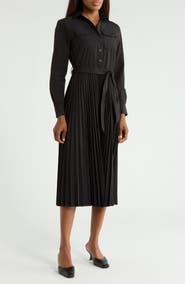 Derek Lam 10 Crosby Kenza Pleated Long Sleeve Shirtdress