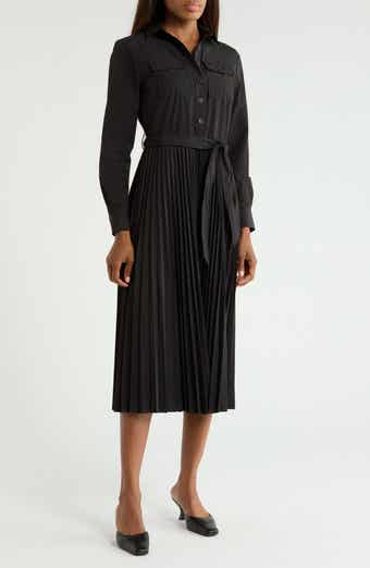 Kenza Pleated Long Sleeve Shirtdress