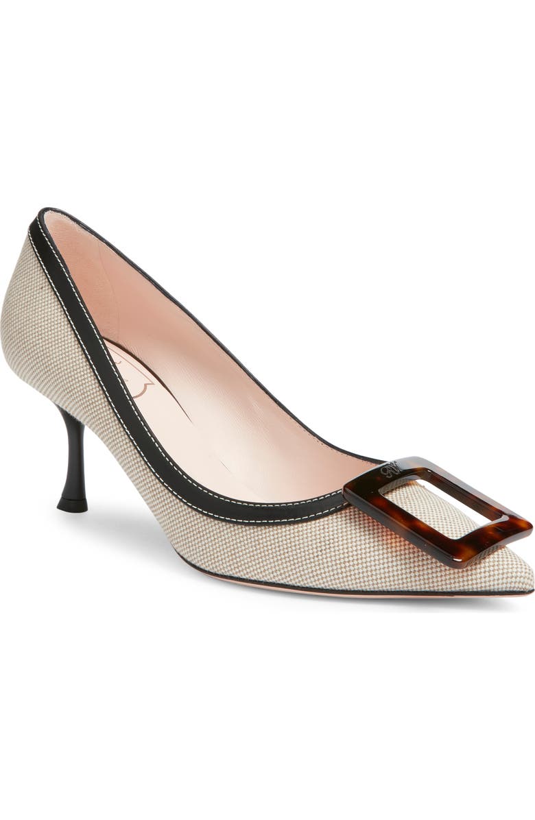 Roger Vivier Viv in the City Pointed Toe Pump, Main, color, Daino/ Nero