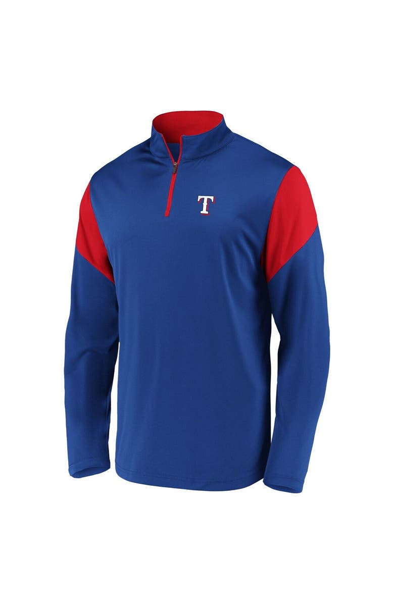 FANATICS Men's Fanatics Branded Royal Texas Rangers Primary Logo Quarter-Zip Jacket, Alternate, color, 