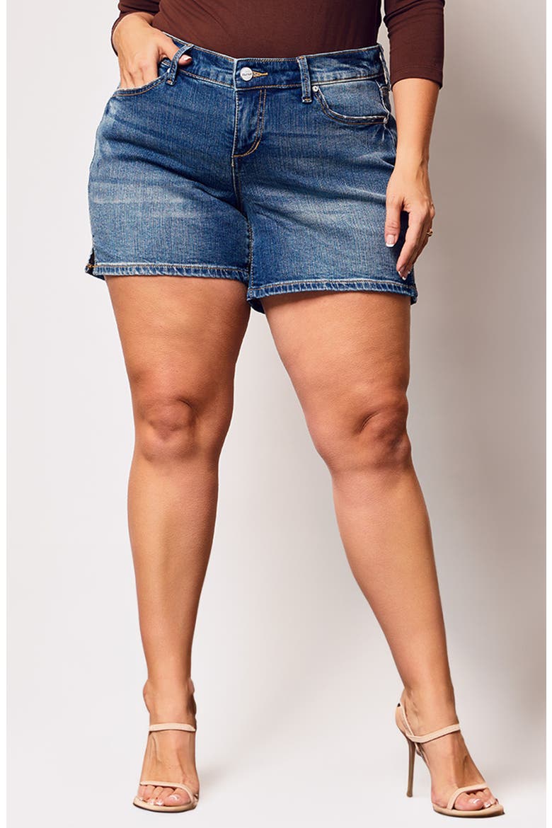 Side Vent Mid Rise Denim Shorts, Main, color, WILLOW