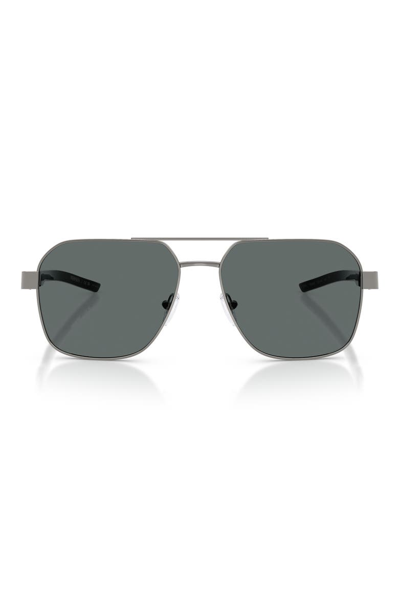 57mm Square Sunglasses, Main, color, GUNMETAL