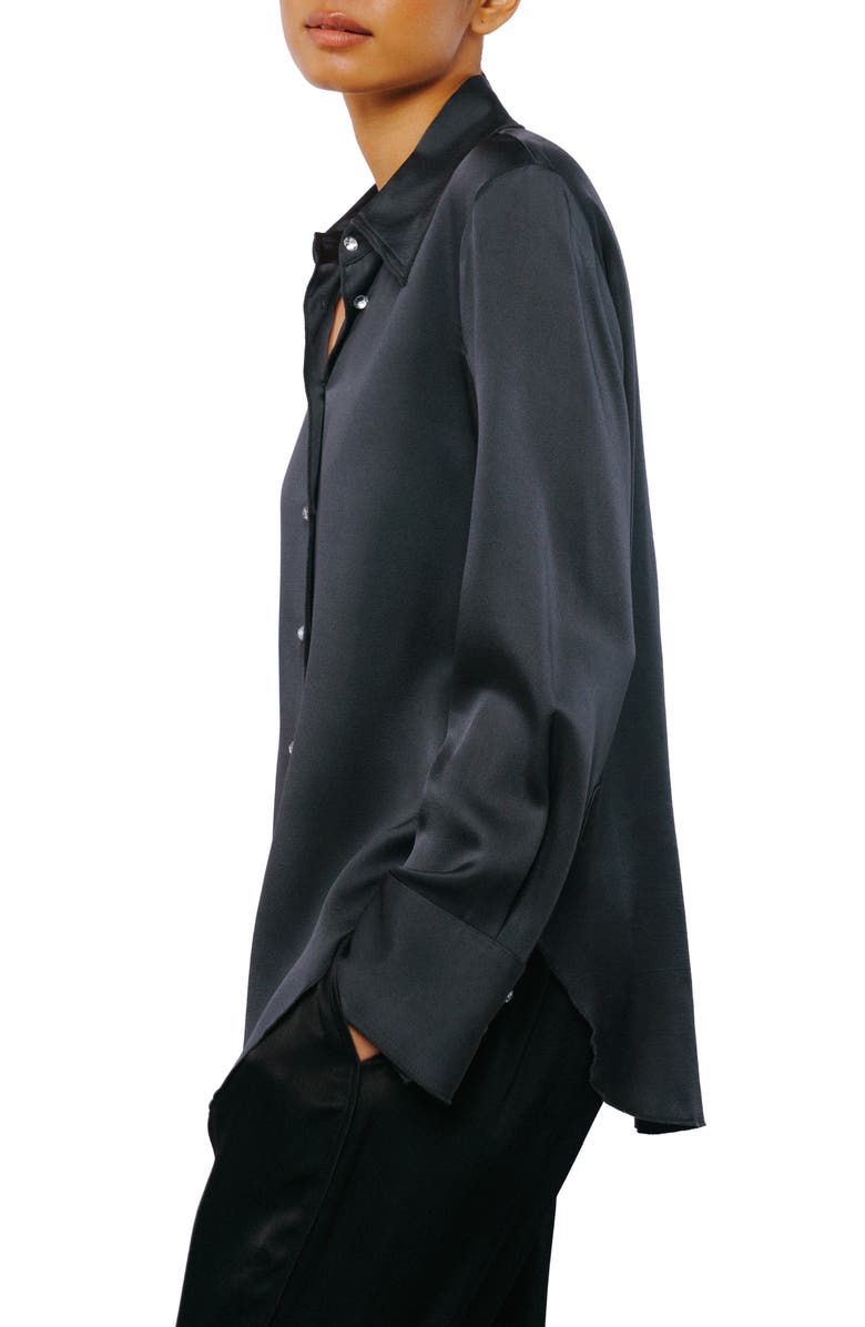 CIEBON Sabrina Satin Button-Up Shirt, Alternate, color, Charcoal